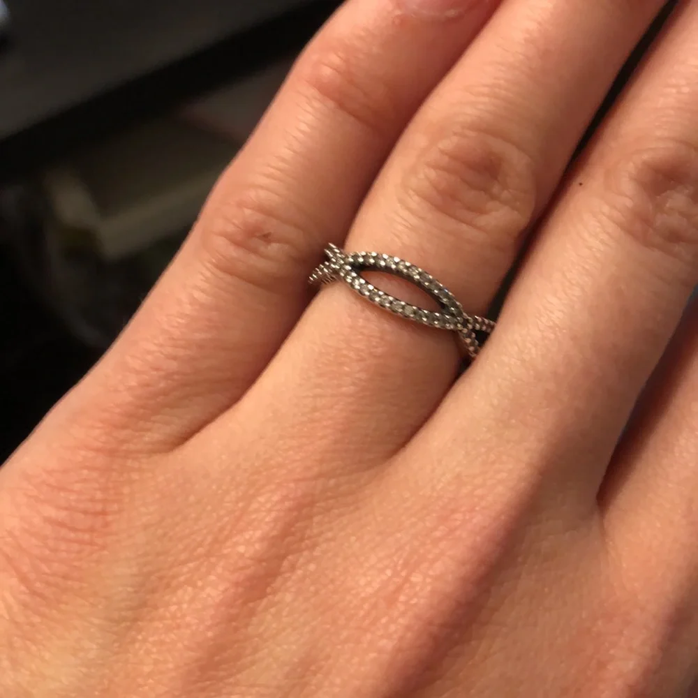 Pandora Silver Infinity Loop Ring with Pavé Stones